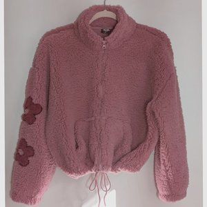 Jacket Sherpa Fleece Full Zip Teddy Flowers
